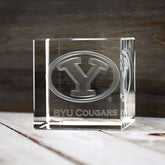 Fan Frenzy Gifts BYU Cougars Officially Licensed Laser Engraved Crystal Cube